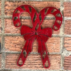 Redline Steel Seasonal Christmas Candy Cane Red Metal Wall Art Decorative Sign